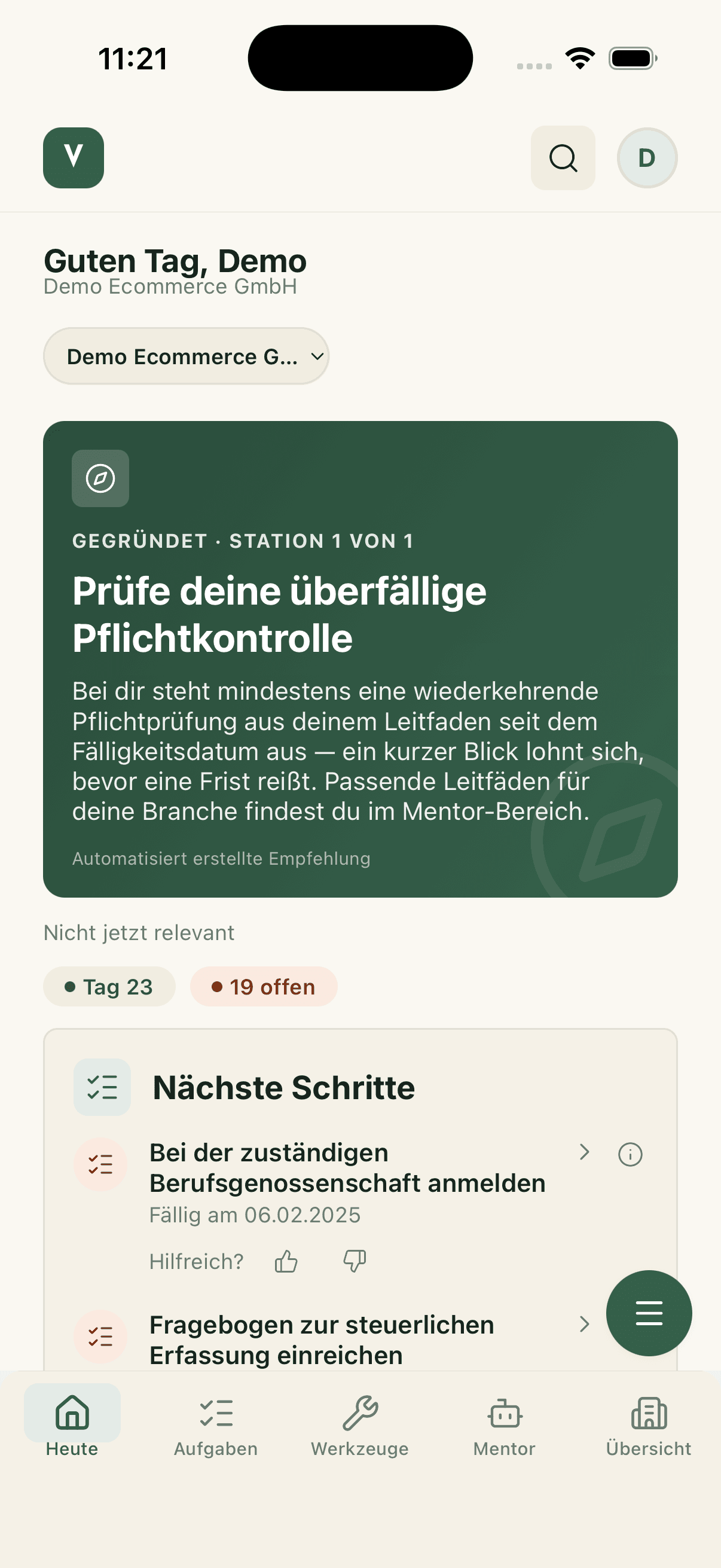 Vantric-App: der eine nächste sinnvolle Schritt für dein Unternehmen