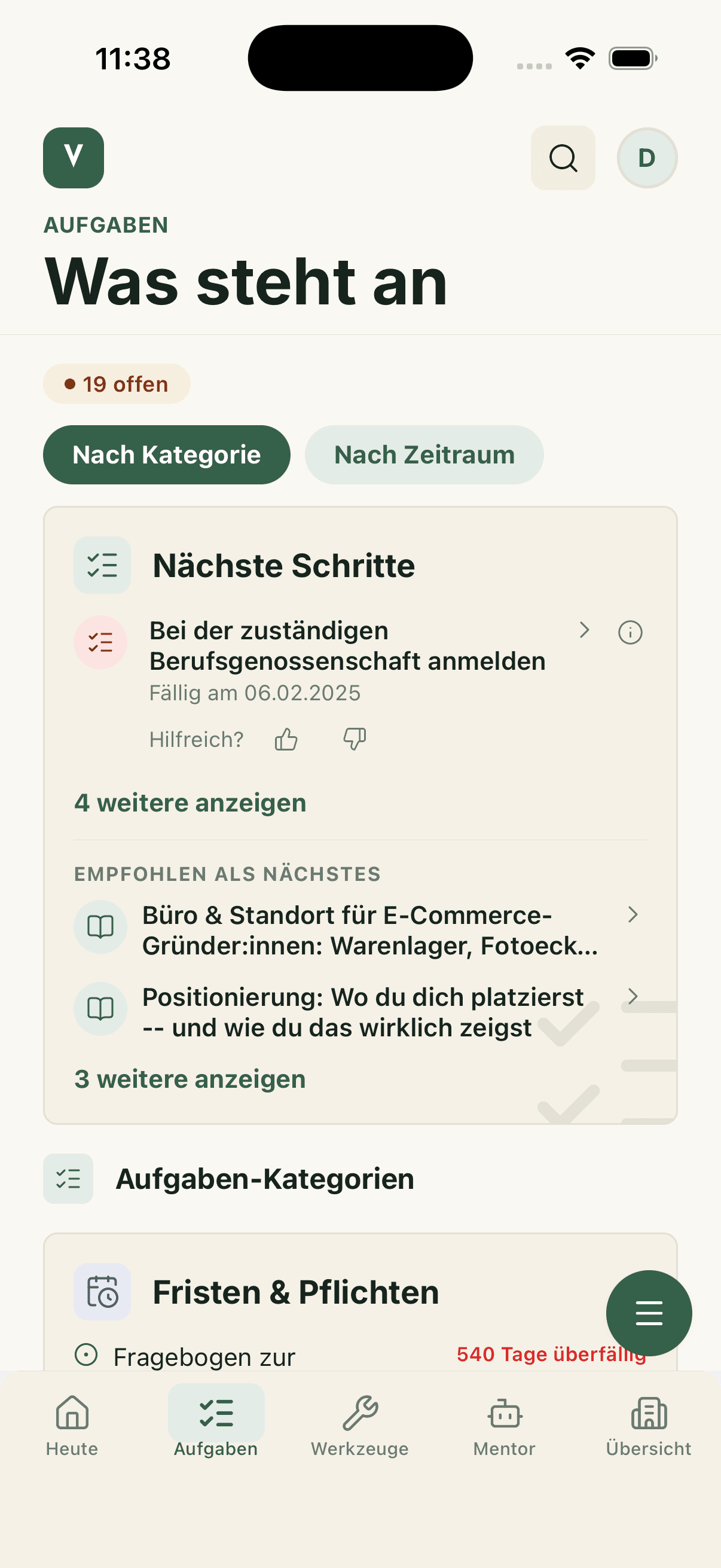 Der eine nächste Schritt in der Vantric-App